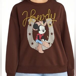 BRAND NEW Disney Mickey Mouse Embellished Howdy Graphic Sweatshirt Size XS
